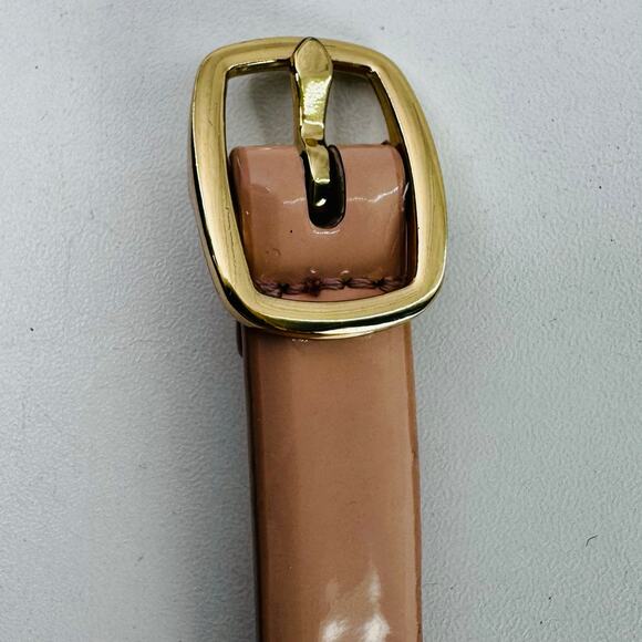 J. Crew Beige Patent Leather Slim Adjustable Waist Belt Taupe Women's Medium - Picture 5 of 6